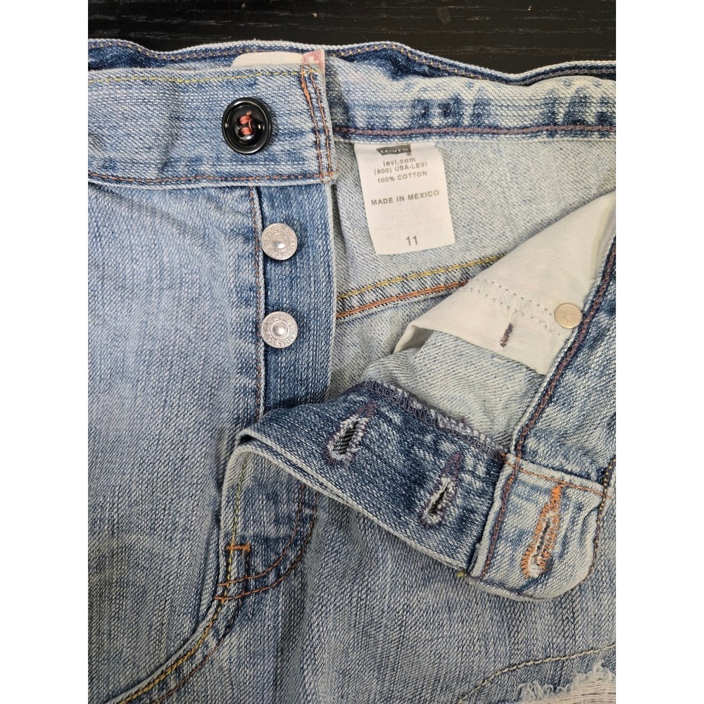 Levi's Distressed Yellow Paisley Bandana Patchwork Denim Mini Skirt Size 11